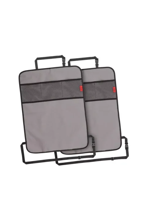 Seat Back Protectors for Car 2 Pack, Waterproof Kick Mats with 3 Storage Pockets, Grey