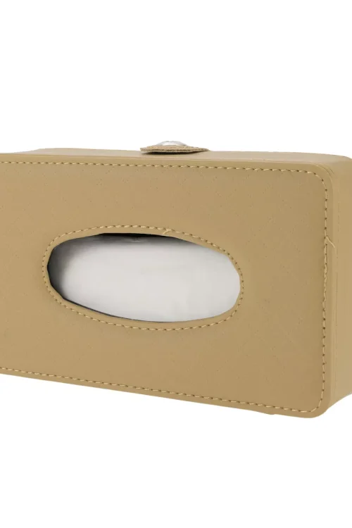 Unique Bargains Universal Car Tissue Holder Mask Holder Tissues Box Cover Car Backseat Extra Large Tissue Organization Faux Leather Beige