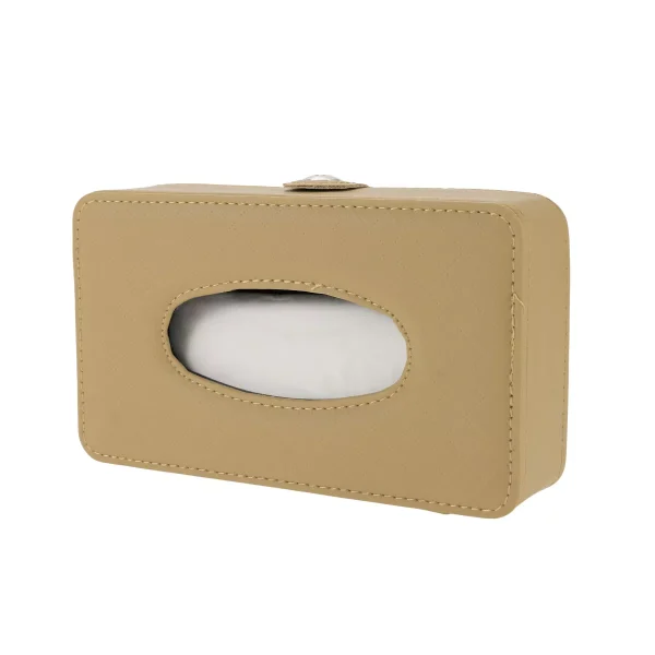 Unique Bargains Universal Car Tissue Holder Mask Holder Tissues Box Cover Car Backseat Extra Large Tissue Organization Faux Leather Beige