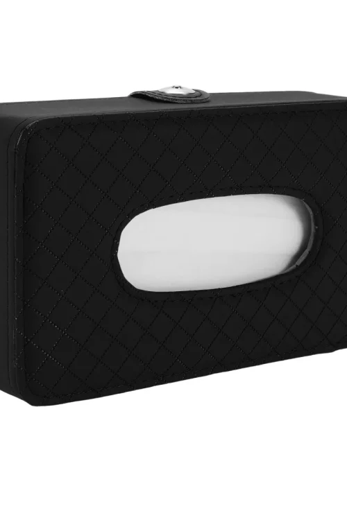 Unique Bargains Universal Car Tissue Holder Car Backseat Extra Large Tissue Organization Faux Leather Black