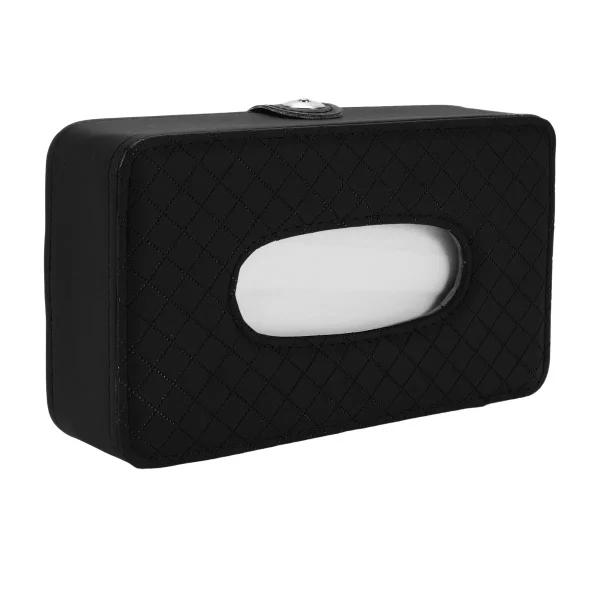 Unique Bargains Universal Car Tissue Holder Car Backseat Extra Large Tissue Organization Faux Leather Black